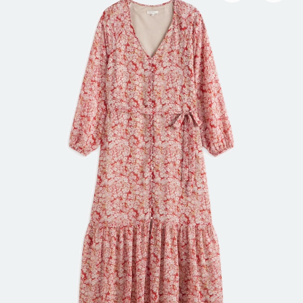 Z Supply Pink and Red Tiered Dress